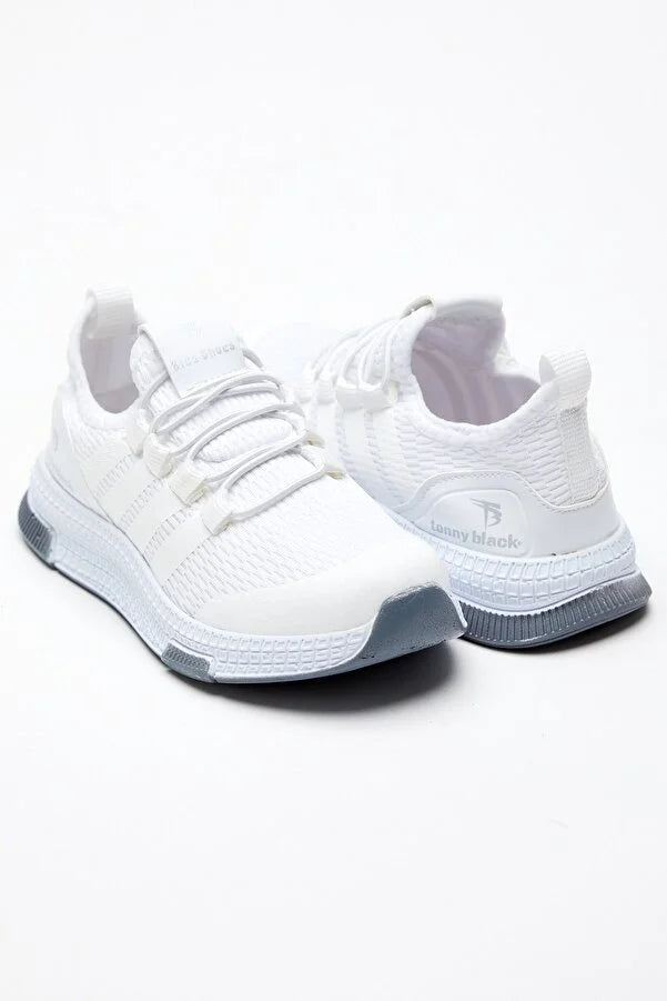 Tonny Black Boy's White Sports Shoes