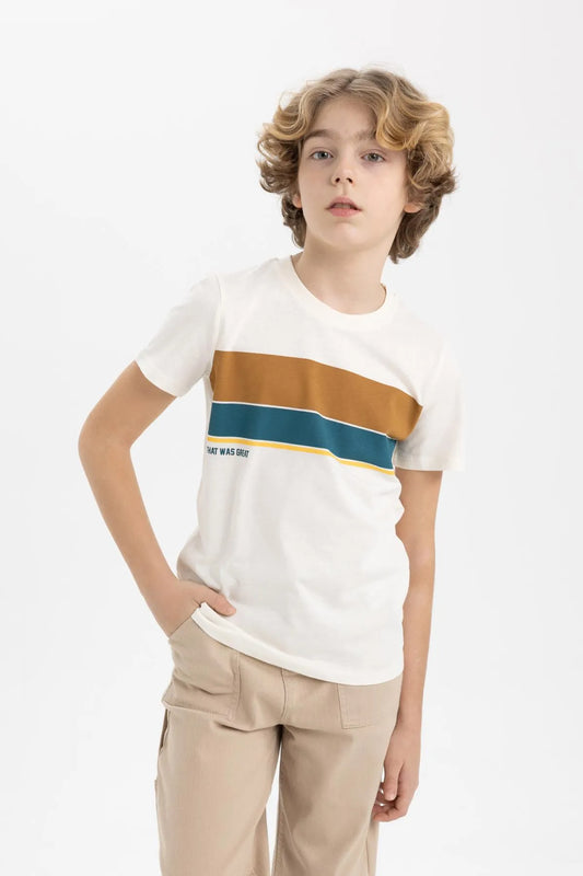 Defacto Boy's White Short Sleeve T-Shirt
