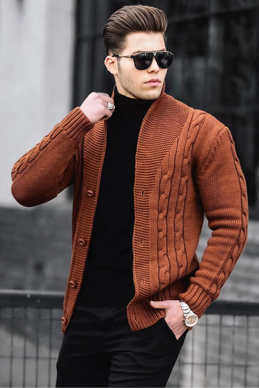 Madmext Men's Tile Knitted Cardigan