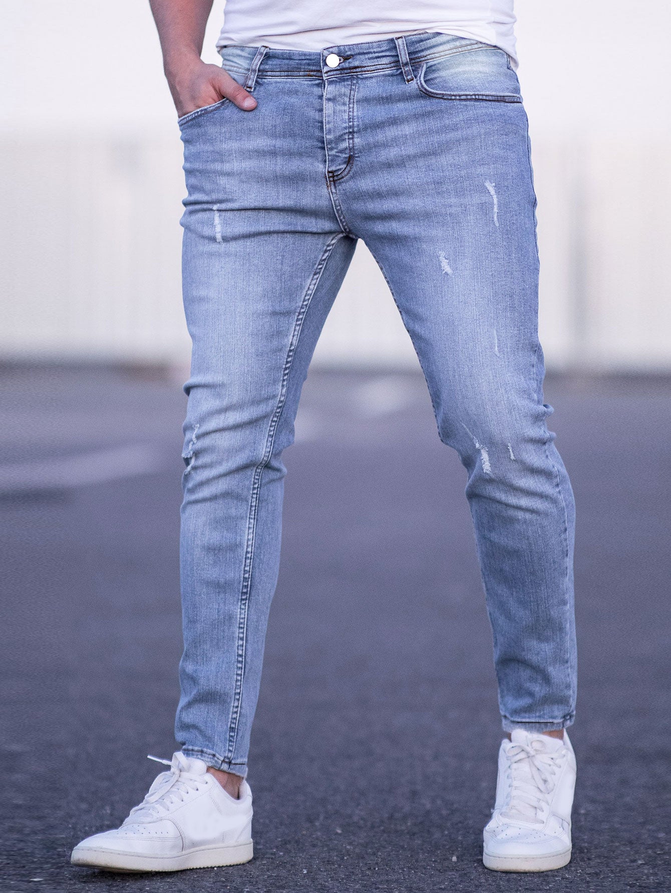 Jean skinny cropped homme sale