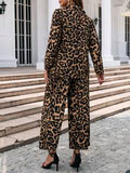 Clasi Women's Leopard Print Coat & Wide Leg Trousers Sets