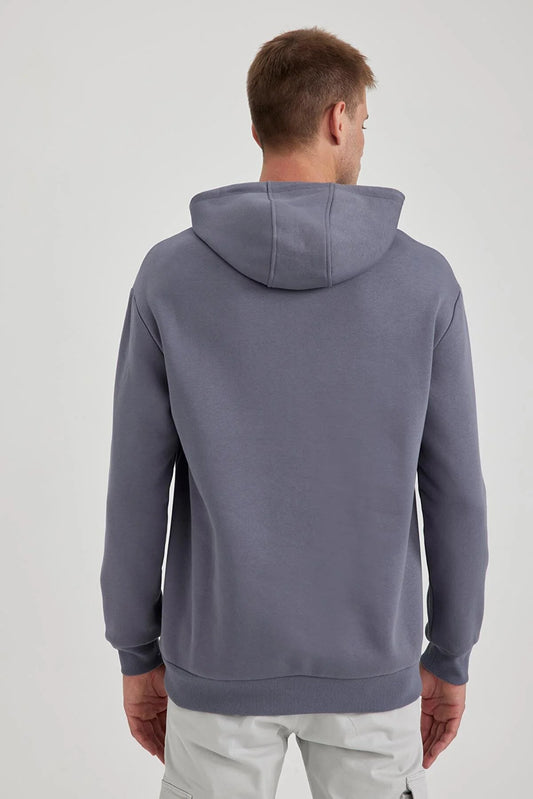 Defacto Men's Grey Relax Fit Hooded Sweatshirt