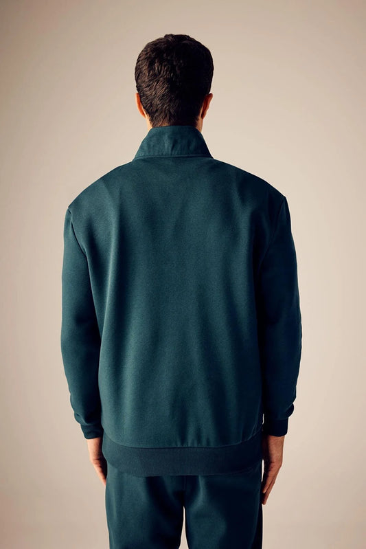 Defacto Men's Green Comfort Fit Zippered High Collar Sweatshirt