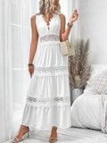 Sleeveless V-Neck Petticoat, Lace Stitching