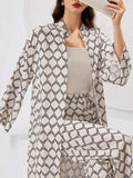 Mulvari Women's Loose Fitting Featuring Geometric Prints Sets