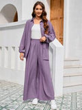 Mulvari Women's Ribbed Sleeve Shirt and Wide Leg Pants Sets