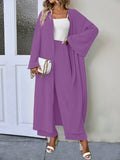 Lune Women's Open Front Coat & Wide Leg Pants Sets