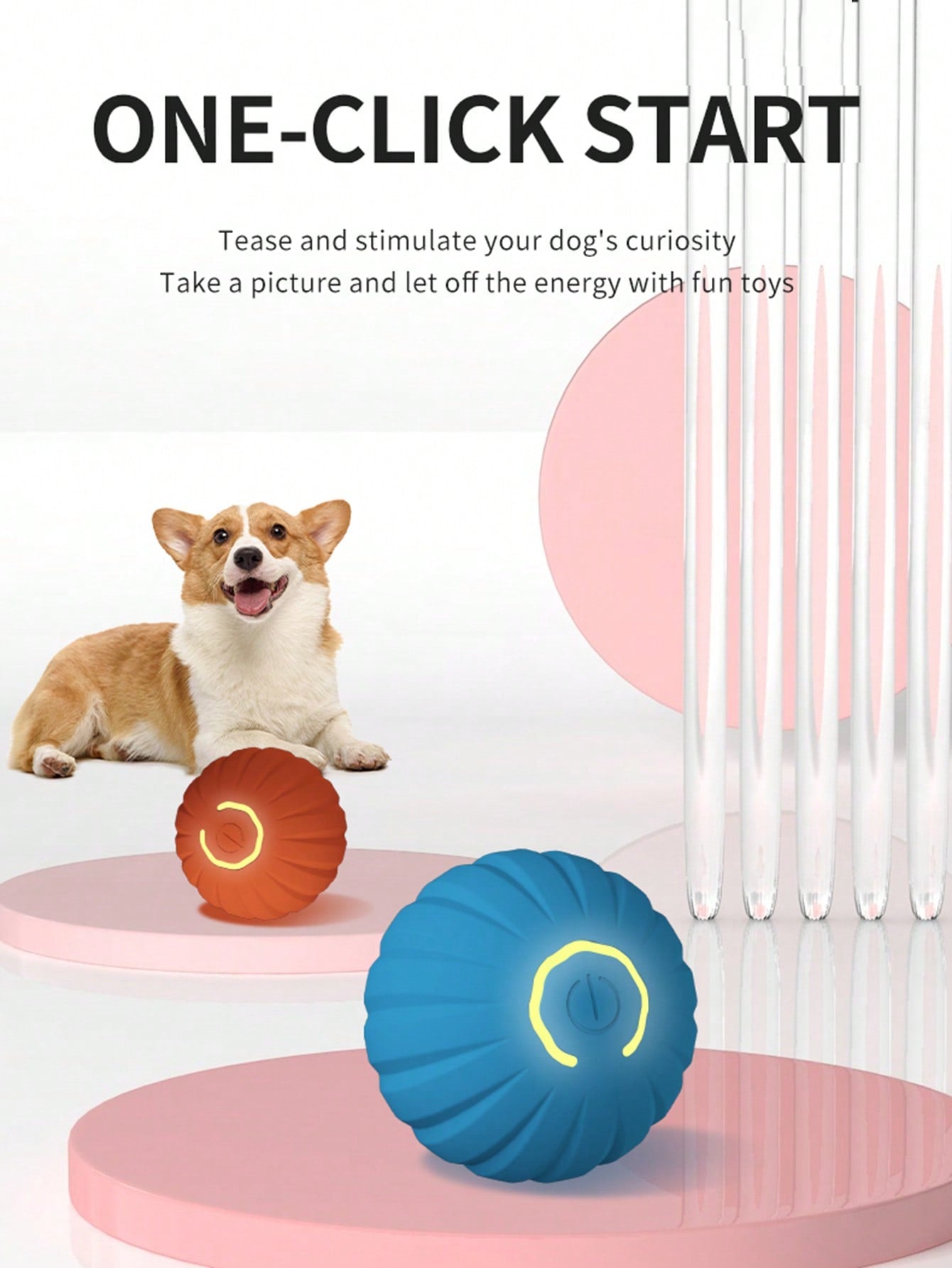 1pc Pet Gravity Jumping Ball Intelligent Rechargeable Dog Toy Ball I Loyabi