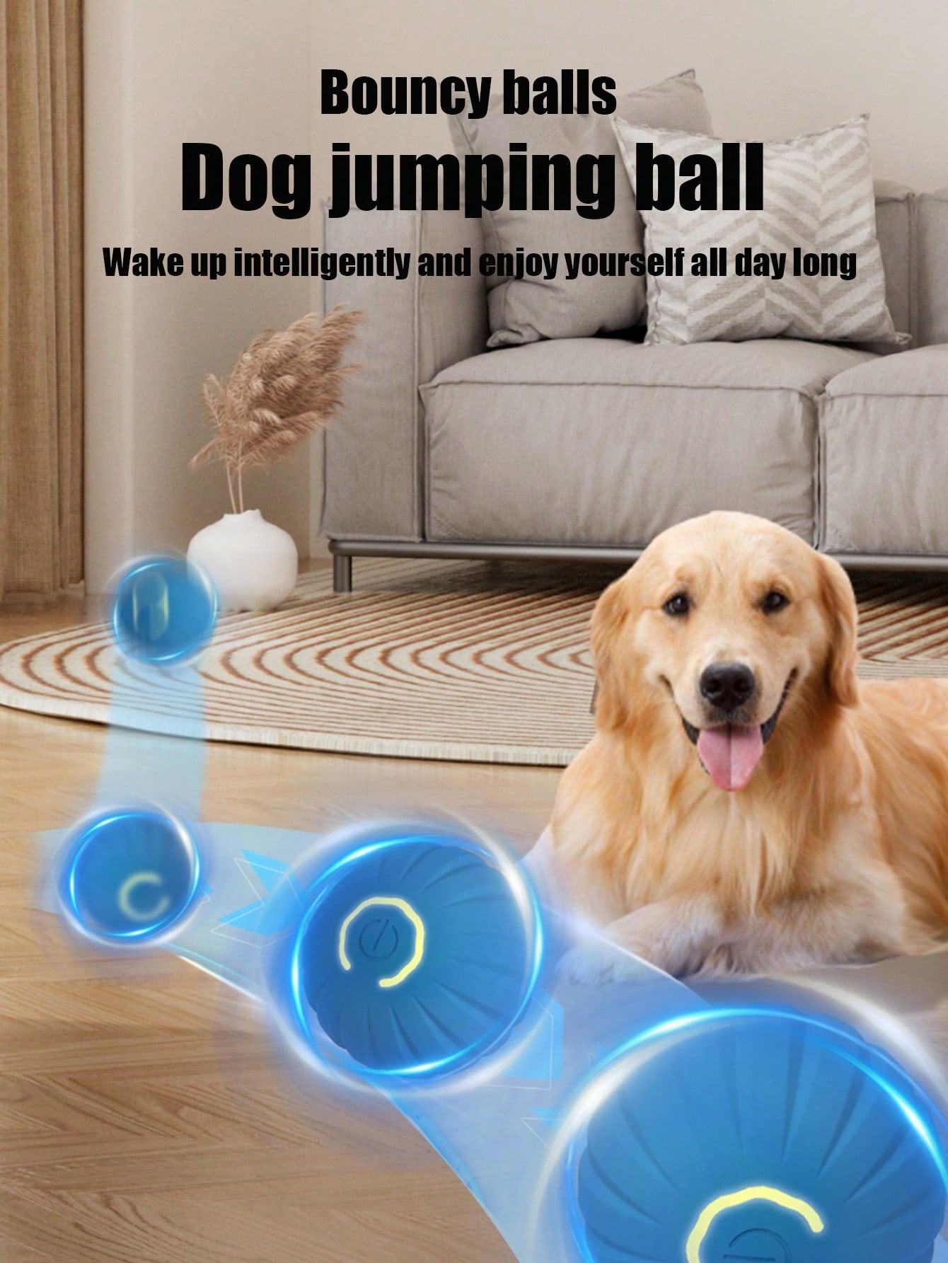 1pc Pet Gravity Jumping Ball Intelligent Rechargeable Dog Toy Ball I Loyabi