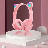 سماعة بناتي LED Light Up Cute Cat Ear Gaming Headset