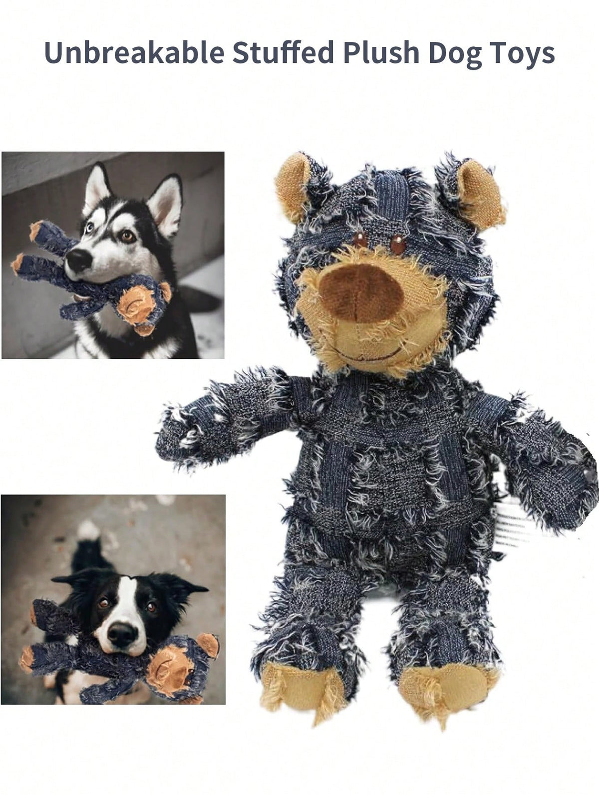 1pc Indestructible Robust Bear Dog Toy Resistant Squeaky Dog Toys For Loyabi