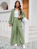 Mulvari Women's Ribbed Sleeve Shirt and Wide Leg Pants Sets