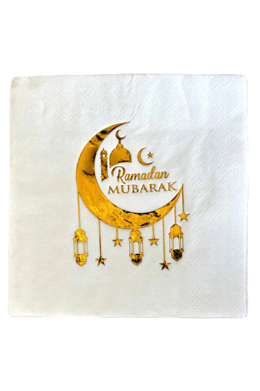 Huzur Party Store Ramadan Mubarak Gold Gilded Napkin 16pcs Ramadan Decoration