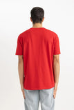 Defacto Men's Red New Regular Fit 100% Cotton T-Shirt