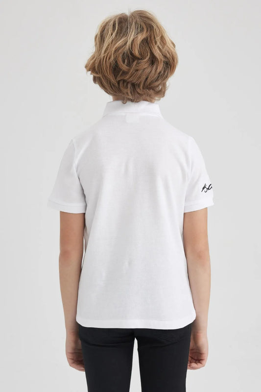 Defacto Boy's White Ataturk Printed Short Sleeve Cotton T-Shirt