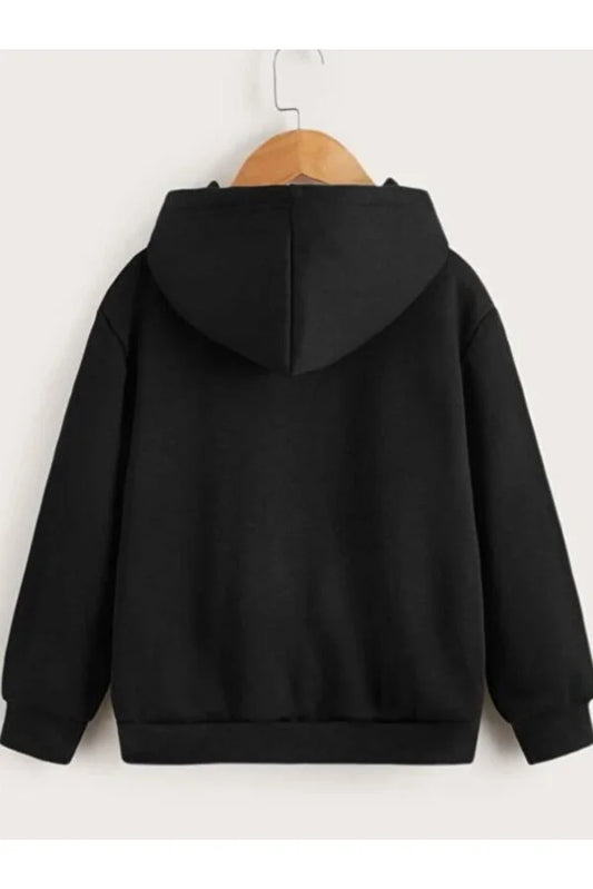 Vask Boy's Black Hooded Oversize Sweatshirt