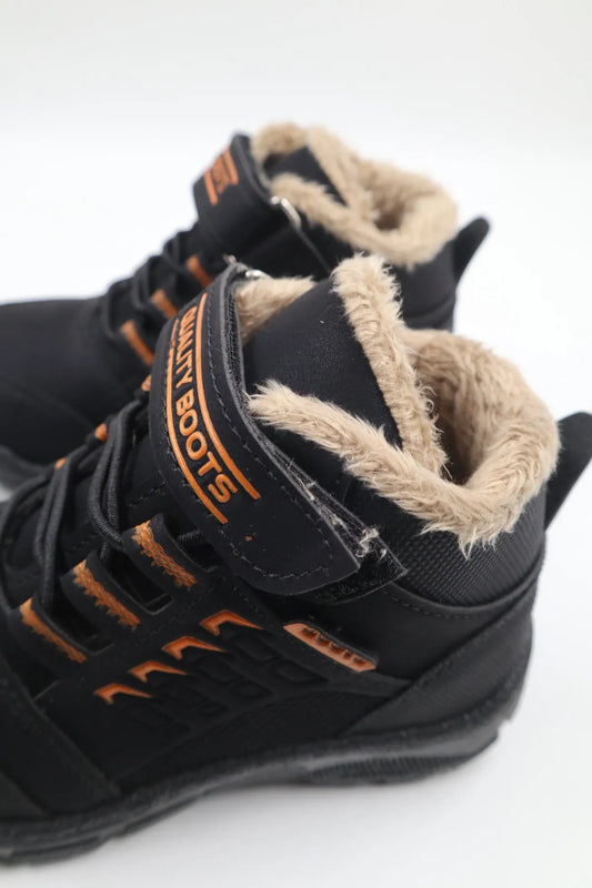 Nazenintasarımlar Boy's Black Orange Woolen Cold Resistant Winter Daily Boots