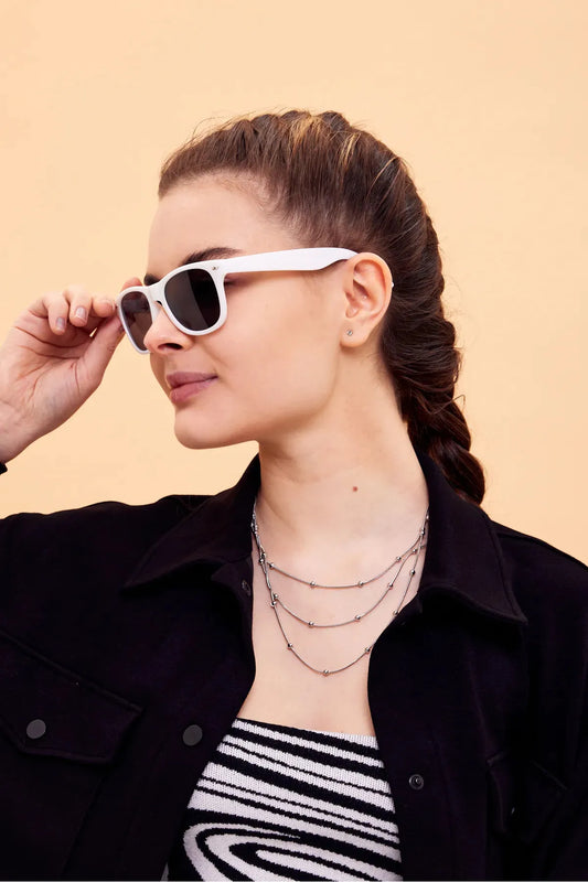 Modalucci Women's White Black Sunglasses