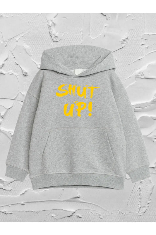 Vask Gril's Grey Hooded Shut Up! printed Sweatshirt