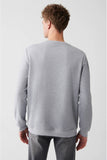 Avva Men's Gray Crew Neck Cotton Sweatshirt