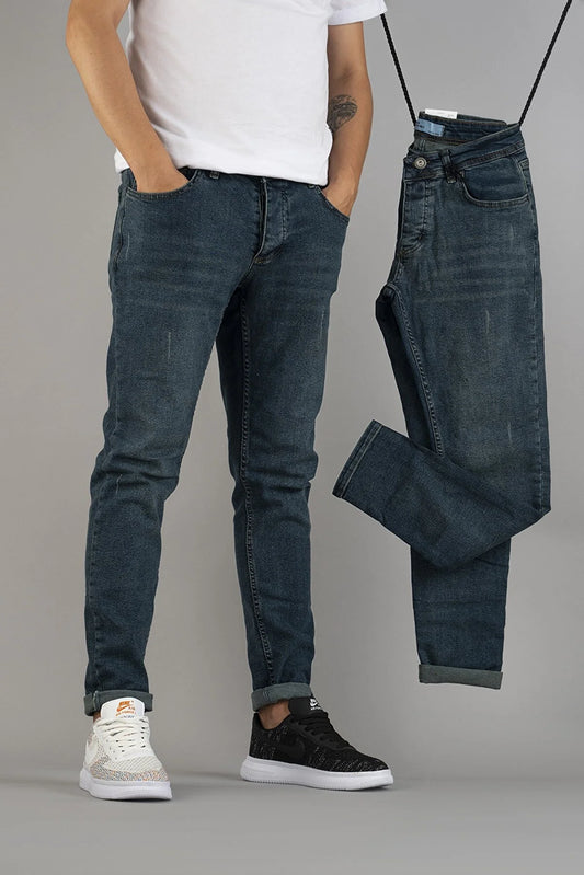 Bombe Men's Blue Slim Fit Lycra Nails Jeans Trousers