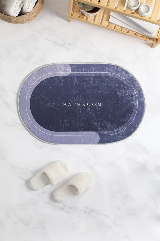 FAVORA Bathroom Written Oval Washable Anti-Slip Bath  Mat