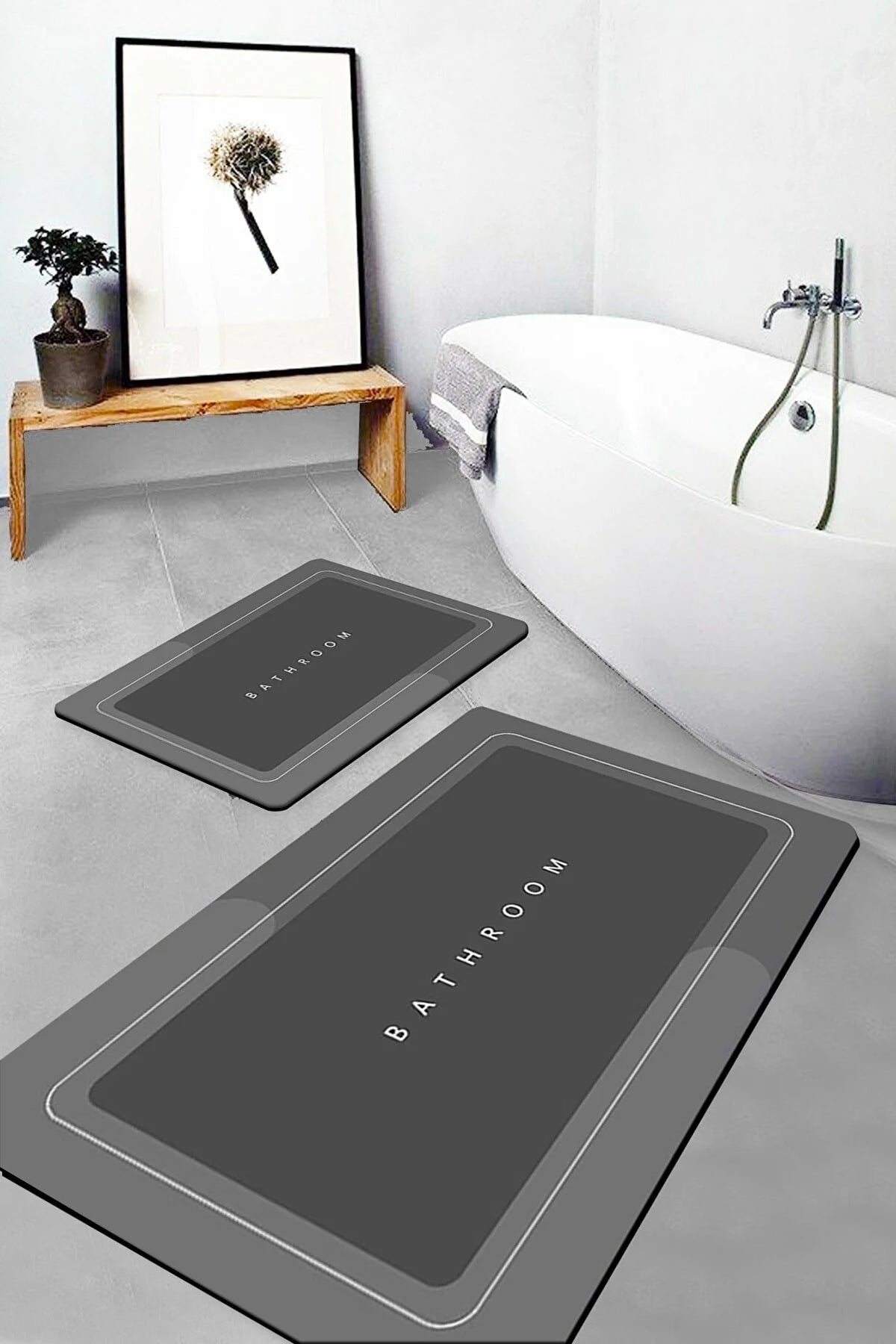 Else Carpet Bathroom Washable Non-Slip Base 2-Piece Bath Mat