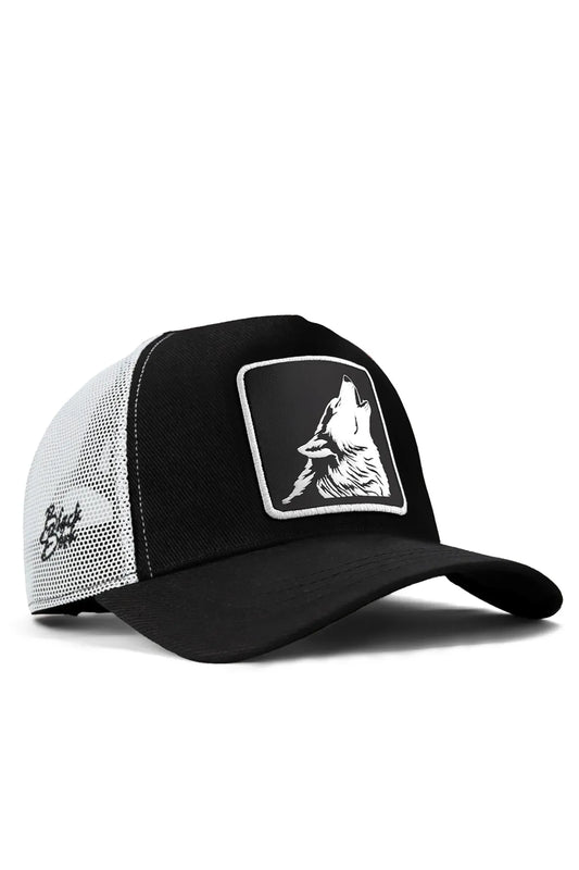 BlackBörk Men's Black-white Baseball Trucker Wolf Hats