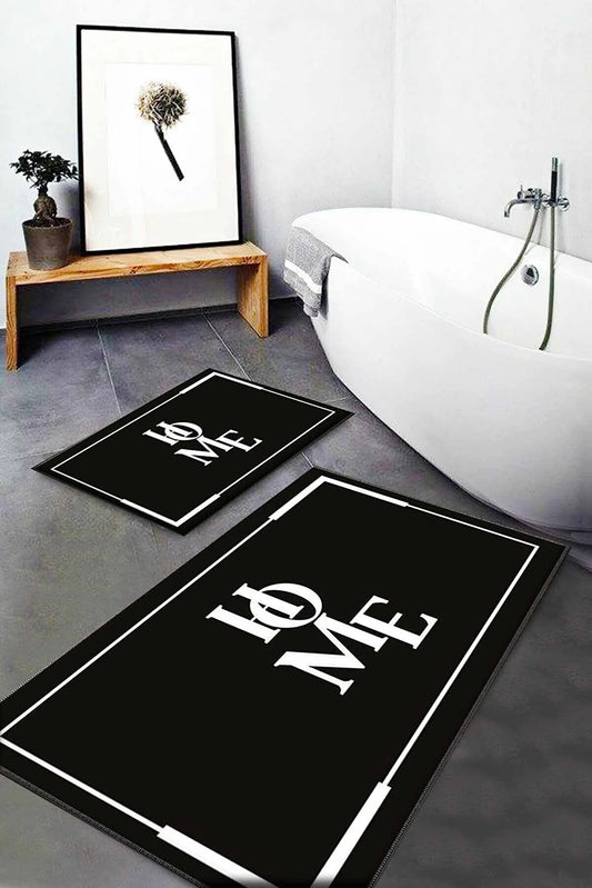 Gardenya Home Bathroom Patterned Washable Non-Slip Base 2-Piece Bath Mat