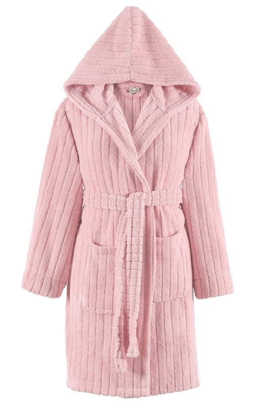 Zeynep Tekstil Women's Pink Comfy Luxurious Hooded Wellsoft Plush Bathrobe