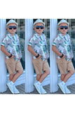Alpids Boy's 4 Pcs  With Straw Hat Sets