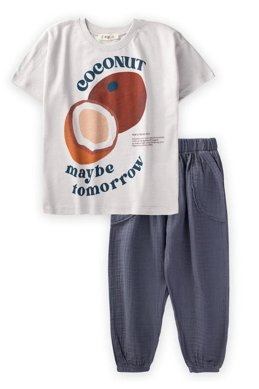 Cigit Boy's Organic Pants Coconut Printed Sets