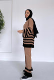 Ka Hijab Women's Double Color Striped Knitwear Set Hijabs