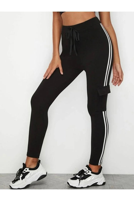 Janes White Stripe Cargo Pocket Diving Fabric Trousers