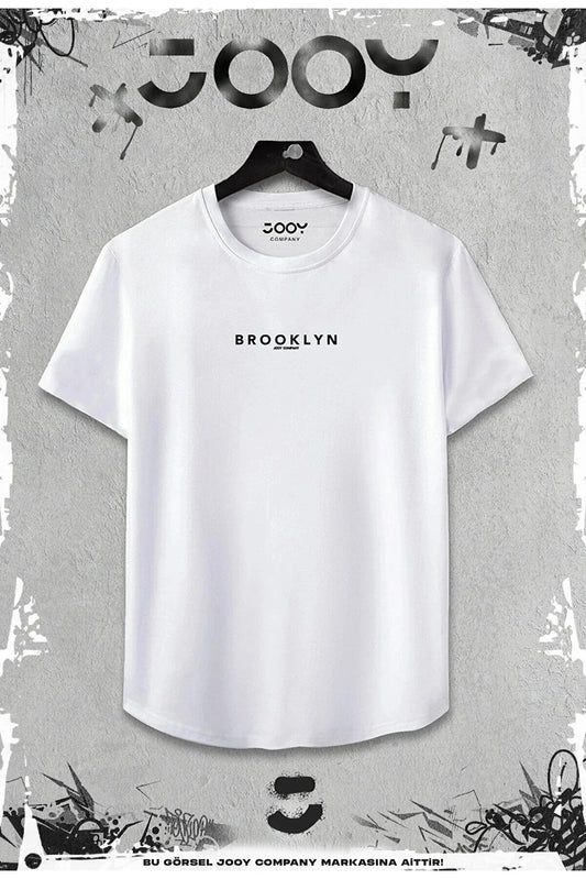 Jooy Company 2-Piece Brooklyn Printed Slim Fit White Tshirt - Set with Black Shorts