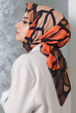Afvente Patterned Cotton Scarf Orange Hijabs