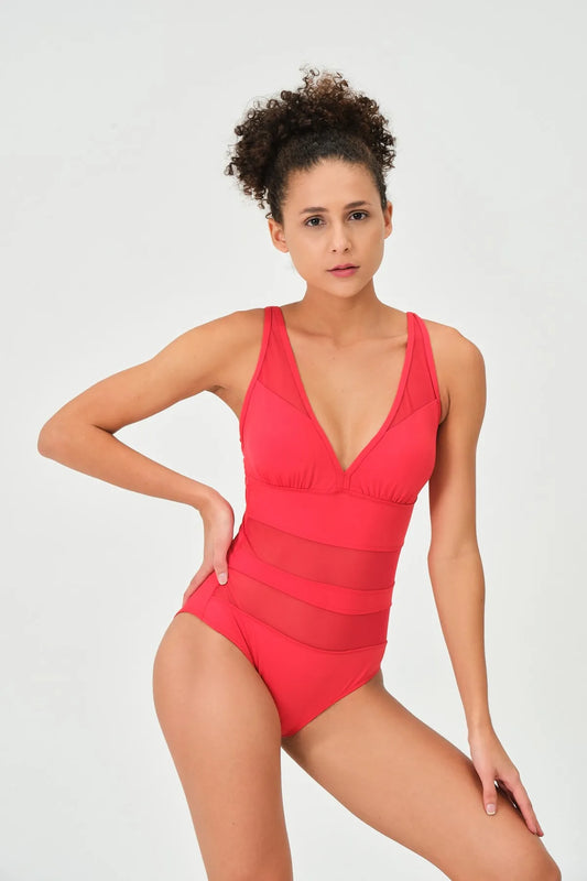 Vawensea Women's Tulle Adjustable Strap Swimsuits