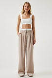 Happiness Istanbul Women's Waist Detailed Striped Woven Trousers