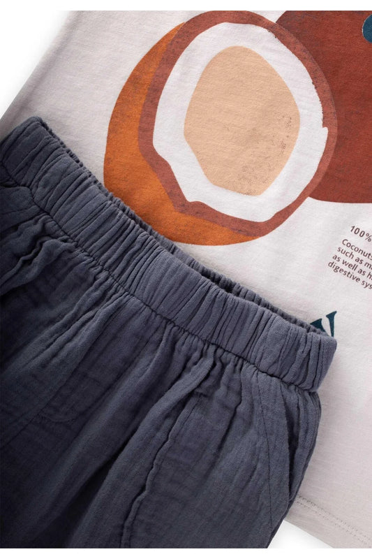 Cigit Boy's Organic Pants Coconut Printed Sets