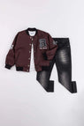 Gold Class Kidswear Boy's Snap Lined Rock Embroidered Leather 3-Piece Jacket Sets
