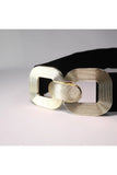 Fiori Women's Gold Buckle Interlocking Elastic Belt