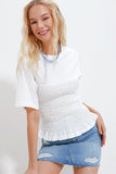 Trend Alaçatı Style Women's Crew Neck Gype Blouse