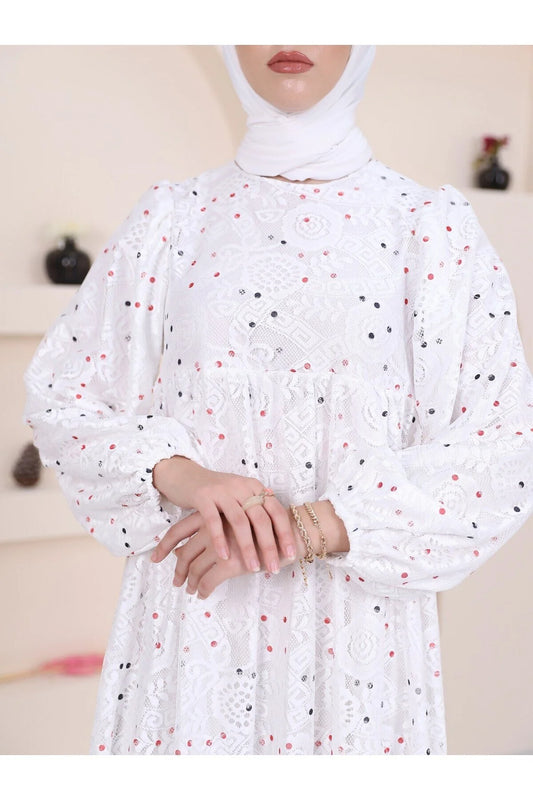 Hijabaya Women's Colorful Polka Dot Lined Tulle Dress Hijabs