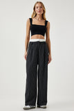 Happiness Istanbul Women's Waist Detailed Striped Woven Trousers