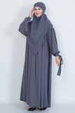 Marquant Women's Sleeve Lace Robe Dress and 3 Layer Soufflé Hijabs