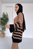 Ka Hijab Women's Double Color Striped Knitwear Set Hijabs