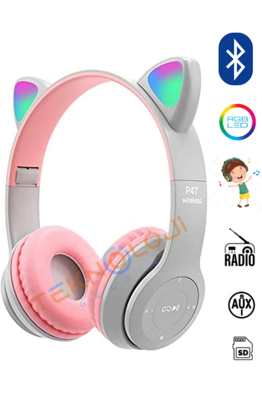 Teknoloji Gelsin Cat Headphones for Girls and Boys Kids Headphones