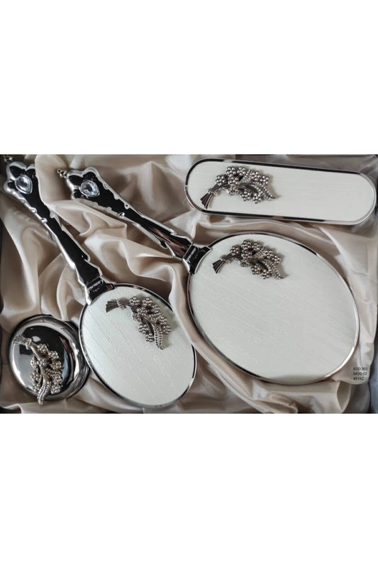 Camomile Bridal Dowry Gift Mirror Comb Set with 2 Leaves