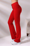 EMFURE Women's Red Zippered Spanish Leg Sports Leggings
