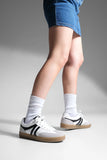 Margin Women's  Lace-Up Flat Sole White Sneakers